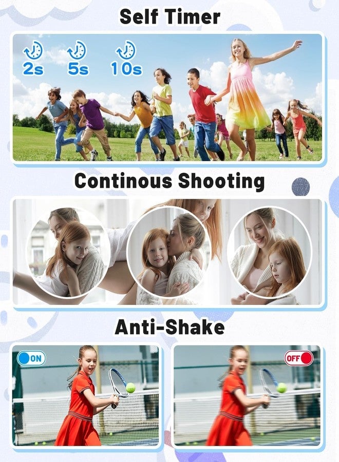 KINETIKITCH كاميرا رقمية فائقة النحافة بدقة 48 ميجابكسل للأطفال، تقريب بصري 16x، دقة FHD 1080P مع خاصية تثبيت الصورة، كاميرا صغيرة الحجم وسهلة الحمل للأطفال والمراهقين والطلاب مع بطاقة ذاكرة SD سعة 32 جيجابايت - Image 4